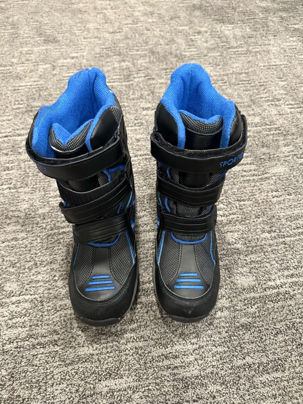 Sporto Black and Blue Kids Hook-and-Loop Winter Boots